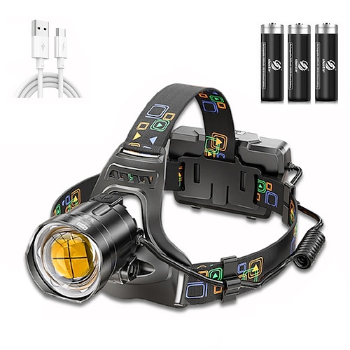 faro a led ricaricabile per esterni super luminoso con perline lampada xhp90 display di potenza del faro impermeabile adatto per l'esplorazione caccia pesca