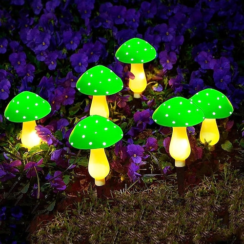 luci a fungo da giardino impermeabili esterne solari 6led 8 modalità illuminazione giardino prato cortile villa passerella patio paesaggio vacanza decorazione luce
