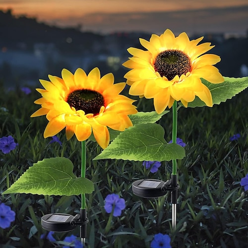 luci a girasole alimentate ad energia solare, luci solari da giardino, paletti decorativi per fiori da giardino a LED per esterni per decorazioni di vialetti e prati