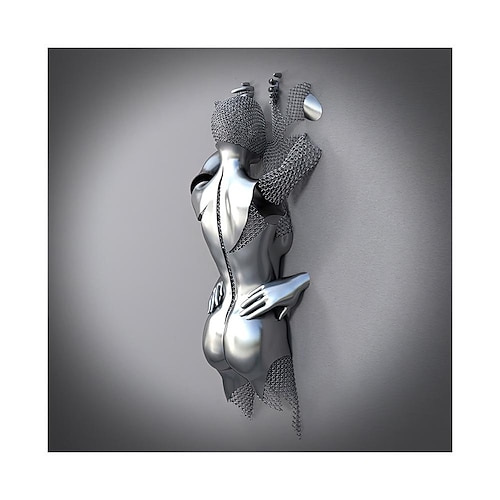 3d wall art amore cuore stampe/poster scultura in metallo coppia abbraccio immagine moderna decorazione della casa appeso a parete regalo tela arrotolata senza cornice non allungata