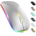 mouse wireless led mouse silenzioso sottile 2.4g mouse da ufficio ottico mobile portatile con ricevitore usb e tipo-c 3 livelli dpi regolabili per laptop pc notebook macbook