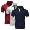 Per uomo POLO Camicia da golf Golf Informale Sport Bavero Manica corta Di tendenza Essenziale Tinta unica Collage 3 pezzi Estate Standard GrigioNeroBlu navy BluVinoBlu Navy GrigioArancioneVino