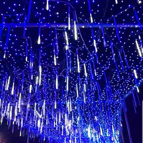 solare esterno led pioggia pioggia pioggia luci luci stringa vacanza impermeabile giardino luce 8 tubi 144 led per giardino albero decorazione colorata illuminazione del paesaggio