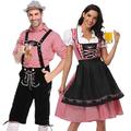 Birra Oktoberfest Costume Top o camicia Dirndl Lederhosen Coppia bavarese Coppia dell'Oktoberfest Tedesco Monaco Prati Per uomo Per donna Panno in stile tradizionale Camicia Abito Pantaloncini