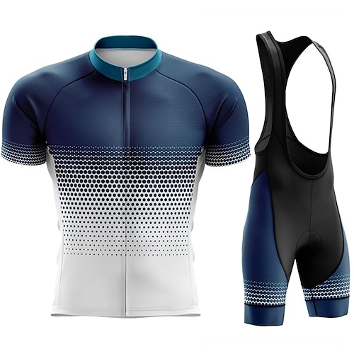 Per uomo Maglia con salopette corta da ciclismo Manica corta Ciclismo da montagna Cicismo su strada Bianco Giallo Blu Puois Bicicletta Completo tuta Pad 3D Traspirante Asciugatura rapida Tasca
