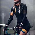 Per donna Maglia con pantaloncini da ciclismo Tuta da triathlon Manica lunga Ciclismo da montagna Cicismo su strada Inverno Nero Arancione Rosso Collage Bicicletta Completo tuta Traspirante