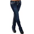 jeans da donna a vita bassa jeans a lunghezza intera in denim tasche laterali microelastico moda casual fine settimana azzurro cielo blu profondo s m