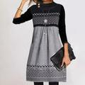 abito casual da donna abito midi blu rosa grigio manica lunga stampa geometrica stampa inverno autunno dolcevita abito casual autunno di base 2023 s m l xl xxl 3xl 4xl 5xl