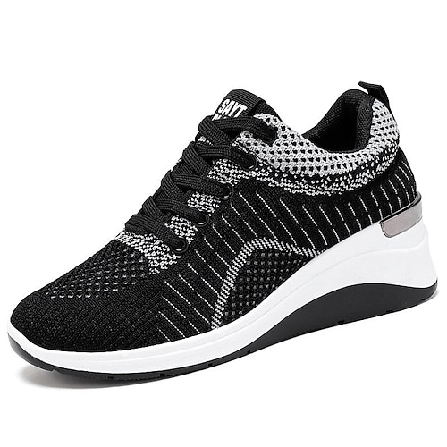 Per donna Scarpe da ginnastica Rosa Con rialzo interno Scarpe Flyknit Esterno Giornaliero Color Block Estate Tallone nascosto Punta tonda Per sport Informale minimalismo Corsa Footing Tessitura