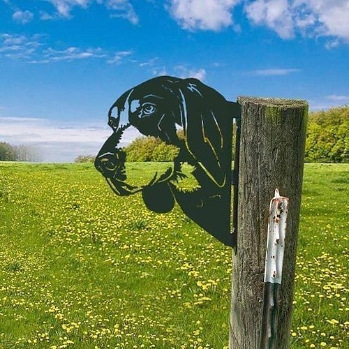 animali metallo giardino art decor, divertente mucca che fa capolino sculture da parete in metallo arte del ferro battuto resistente alle intemperie mucca segno esterno giardino agriturismo arredamento mucca parete arredamento