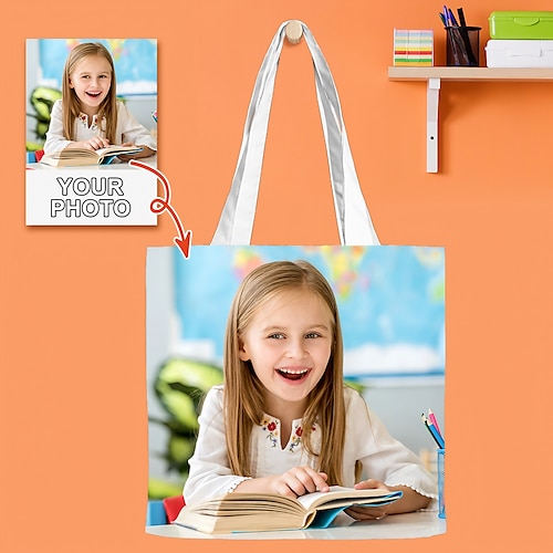 uomo donna borsa a tracolla per bambini borsa tote in tela personalizza stoffa oxford shopping stampa quotidiana grande capacità durevole stampa personalizzata bianco regalo di San Valentino personalizzato fatto su misura