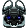 Auricolari Bluetooth Wireless Cuffie con 48 ore di riproduzione Cuffie Sportive con Display LED Auricolari Over-Ear con Ganci per Orecchie Microfono Integrato Headset per Allenamento