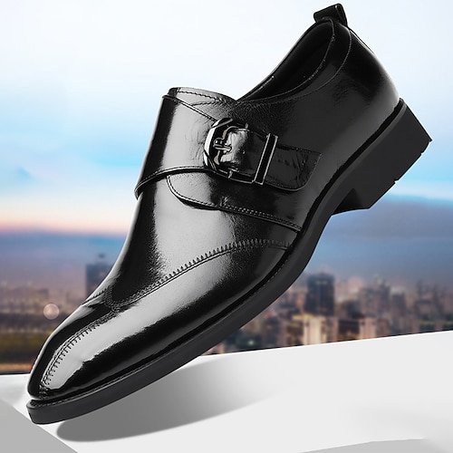 Per uomo Mocassini e Slip-Ons Scarpe formali Scarpe da sera Scarpe da monaco Footing Lavoro Serata e festa Di pelle Comodo Fibbia Marrone scuro Nero Primavera Autunno
