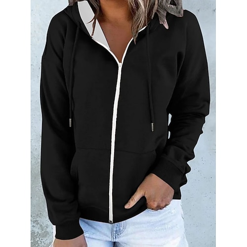 Giacca felpa con cappuccio da donna a maniche lunghe con zip e tasca leggera casual over size sportiva con cordoncino e tasca frontale abbigliamento sportivo attivo top neon e brillante tessuto
