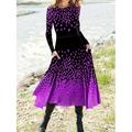 Abito midi da donna Abito a linea Abito casual Abito invernale Abito a sbuffo Moda Streetwear Maturo Formale All'aperto Vacanza Vestibilità regolare Ombre Manica lunga Collo rotondo Vino Viola Grigio