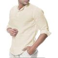 Per uomo Camicia Camicia di lino Camicia Estiva Camicia da Spiaggia Semplice Vacanza Camicia hawaiana Bianco Rosa Marrone Cachi Manica Lunga Girocollo Primavera Autunno Abbigliamento Bottonato