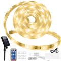 5m 16.4ft rgb solare ha condotto la luce di striscia della corda 300 led smd2835 con telecomando 8 modalità cambia colore ricarica usb 1000 mah ip67 impermeabile arredamento esterno temporizzato