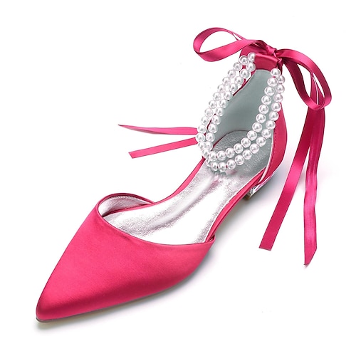 Per donna Scarpe da Sposa Scarpe da Donna Regali di San Valentino Festa Sera Ballerine da Sposa Scarpe da Sposa Scarpe da Damigella Fiocco Perla Imitazione Tacco basso Punta a Punta Classico Dolce