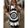 Abito Maxi da Donna Abito Casual Abito da Sole Abito A Line Streetwear Maxi Flowy Vacanza Street Casual Vestibilità Normale Leopardo Geometrico Color Block Senza Maniche Spalline Nero Bianco Grigio