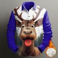 natale uomo natale animali stampati camicie casual abbigliamento quotidiano vacanza uscite autunnoamp;camicia invernale a maniche lunghe rosso scuro, rosso, blu reale s, m, l