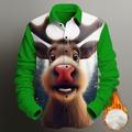 natale uomo natale animali stampati camicie casual abbigliamento quotidiano vacanza uscite autunnoamp;camicia invernale a maniche lunghe rosso scuro, rosso, blu reale s, m, l