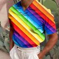 Per uomo POLO Camicia da golf Golf Arcobaleno A strisce Stampe astratte Collare cubano A B C D E Esterno Strada Maniche corte Stampa Abbigliamento Di tendenza Originale Informale Traspirante