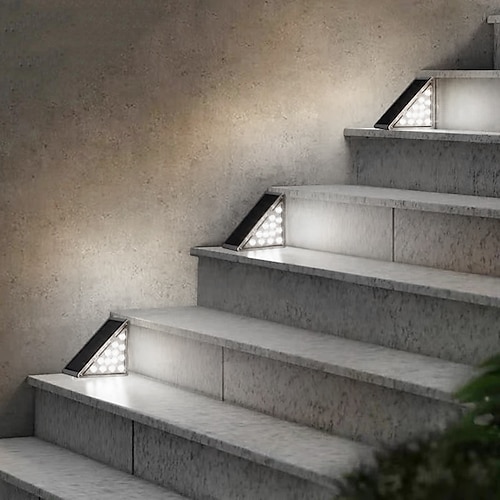 2pcs luce solare passo luci scale esterne design lente led super luminoso ip67 impermeabile antifurto luce scale decorazione illuminazione per giardino lampada da giardino