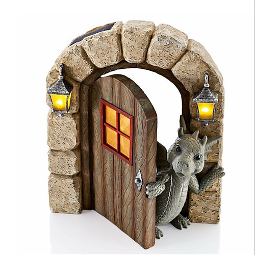 Scultura Di Dinosauro Decorazione Da Parete Statue In Resina Resistente Alle Intemperie Miniature Per Patio Cortile Decorazione Da Parete Giardino Bellissimi Ornamenti Da Giardino Con Drago