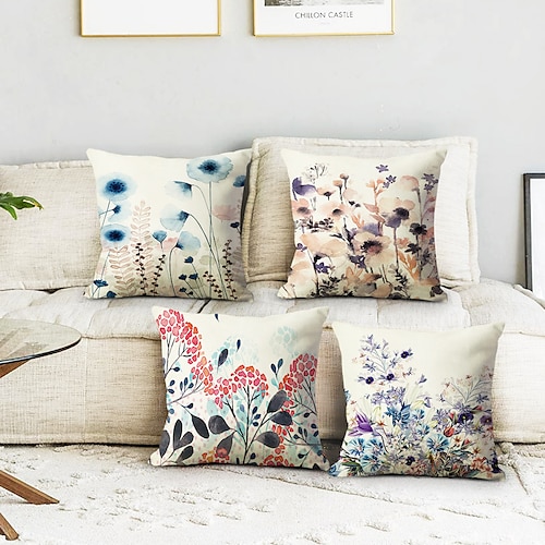 vintage floreale double side cuscino della copertura 4pc morbido decorativo piazza copertura del cuscino di tiro cuscino caso federa per la camera da letto soggiorno di qualità superiore lavabile in
