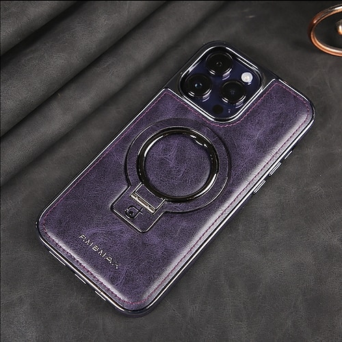 telefono Custodia Per iPhone 16 15 14 Pro Max Plus 13 12 Pro Max Copertura Posteriore Custodia ad adsorbimento magnetico con Supporto Magnetico Protezione Completa Retrò TPU Pelle PU