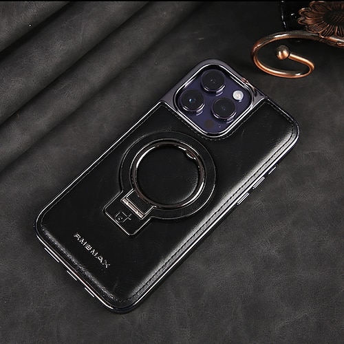 telefono Custodia Per iPhone 16 15 14 Pro Max Plus 13 12 Pro Max Copertura Posteriore Custodia ad adsorbimento magnetico con Supporto Magnetico Protezione Completa Retrò TPU Pelle PU