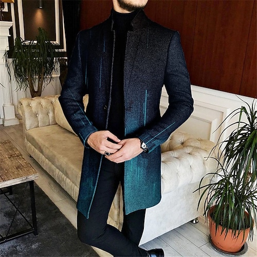 Per uomo Blocco di colori Geometria Graduale Cappotto Invernale Cappotto Caldo Confortevole Traspirante Moda Streetwear Affari Lavoro Abbigliamento da lavoro Uscire Tasca Stampato Autunno Inverno