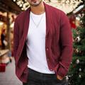 maglione di natale maglione da uomo maglione cardigan maglione corto lavorato a maglia a coste lavorato a maglia semplice collo a scialle riscaldamento casual natale abbigliamento quotidiano abbigliamento autunno inverno verde militare vino rosso s m l