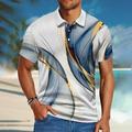 Per uomo POLO Polo con risvolto Polo con bottoni Camicia da golf Golf Gradiente Stampe astratte Lineare Collo ripiegabile Stampa personalizzata Blu Blu scuro Grigio blu Blu Blu Esterno Strada