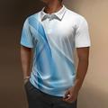 Per uomo POLO Polo con risvolto Polo con bottoni Camicia da golf Golf Gradiente Stampe astratte Lineare Collo ripiegabile Stampa personalizzata Blu Blu scuro Grigio blu Blu Blu Esterno Strada