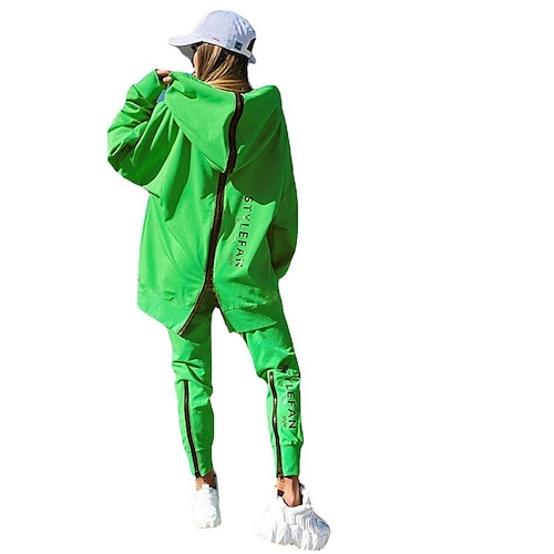 Per donna Tuta da Ginnastica Tuta da Allenamento Patchwork 2 Pezzi Lettera Set di Abbigliamento Completo Abbigliamento Primavera Nero Bianco nero Camminata Jogging Corsa Calore Termico Antivento