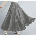 Per donna Altalena a dondolo Gonna lunga Elegante Estate Maxi Gonne Tinta unita A pieghe Casual / quotidiano Nero Bianco Giallo Rosso Primavera Autunno Cotone Cotone e lino
