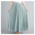 Per donna Altalena a dondolo Gonna lunga Elegante Estate Maxi Gonne Tinta unita A pieghe Casual / quotidiano Nero Bianco Giallo Rosso Primavera Autunno Cotone Cotone e lino