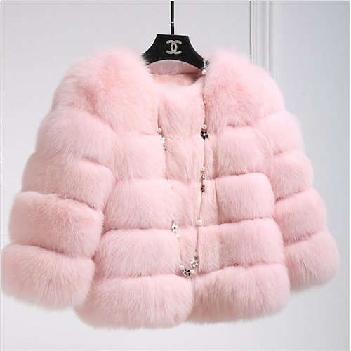 Per donna Pelliccia sintetica Attivo Elegante Comodo Stile di strada Bordo in pelliccia sintetica Esterno Da tutti i giorni Da mare Per uscire Ecopelliccia Corto Cappotto Inverno Autunno Viola Rosa