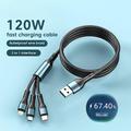 Cavo di ricarica multiplo Da USB C a Lightning/micro/USB C 6 A Ricarica veloce Nylon intrecciato Duraturo 3 in 1 Per Huawei Lenovo Motorola Appendini per cellulare