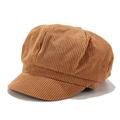 1 pz donne di colore solido berretto primavera autunno strillone cappello vintage velluto a coste elasticità berretto con visiera pittore cappello