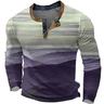 the Mountains mens graphic camicia color block fashion designer casual 3d print henley waffle tee sports outdoor holiday festival blu viola marrone lungo