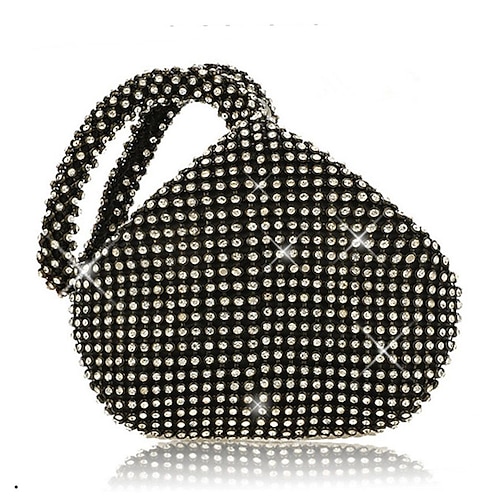 borsa da sera in strass argento da donna - elegante pochette in cristallo con cinturino da polso per matrimoni, feste ed eventi formali