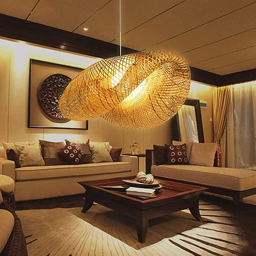 Lampadario in bambù retrò stile idilliaco giapponese e26/e27 lampadario a soffitto è applicabile al soggiorno camera da letto ristorante caffetteria bar ristorante club