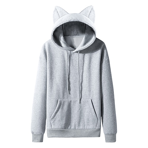 Felpa con cappuccio Ritorno a scuola Natale Carino Manica a Vescovo Orecchio di gatto Harajuku Kawaii per Per donna Adulti Stampa a caldo per Ritorno a scuola