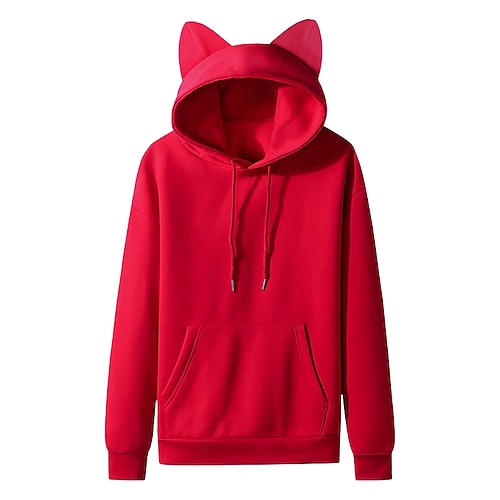 Felpa con cappuccio Ritorno a scuola Natale Carino Manica a Vescovo Girocollo Orecchio di gatto Harajuku Kawaii per Per donna Adulti Stampa a caldo per Ritorno a scuola
