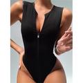 Per donna Normale Body Streetwear Tinta unica Senza maniche Girocollo Cerniera Strada Giornaliero Morbido Nero Bianco Rosso Estate