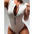 Per donna Normale Body Streetwear Tinta unica Senza maniche Girocollo Cerniera Strada Giornaliero Morbido Nero Bianco Rosso Estate