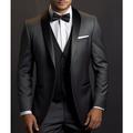 Uomo Ricevimento di matrimonio Matrimonio autunnale Smoking Festa Nero Blu scuro Tinta unita Vestibilità su misura 3 pezzi Monopetto a un bottone