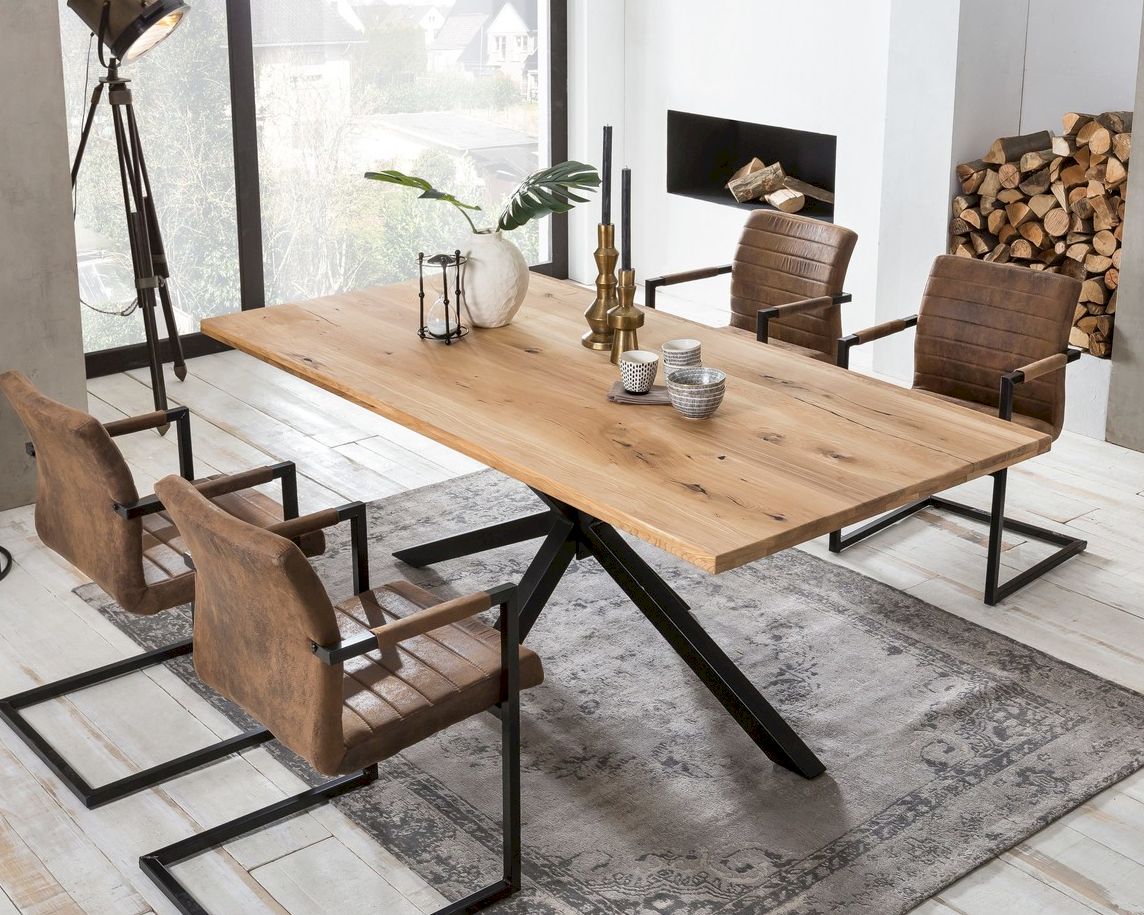 SIT Tops & Tables »Arizona« Wildeiche Massivholz Esstisch 240x100 cm / Eisen antikschwarz Image